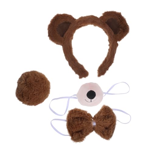 AKOOSY Plüsch Bärenohren Stirnband Set Tierohren Haarreif mit Fake Nase und Fliege Kuscheliges Cosplay Kostüm Zubehör für Damen für Karneval Mottoparty Geburtstag und Fotorequisiten AKOOSY Plüsch Bärenohren Stirnband Set Tierohren Haarreif mit Fake Nase und Fliege Kuscheliges Cosplay Kostüm Zubehör für Damen für Karneval Mottoparty Geburtstag und Fotorequisiten von AKOOSY