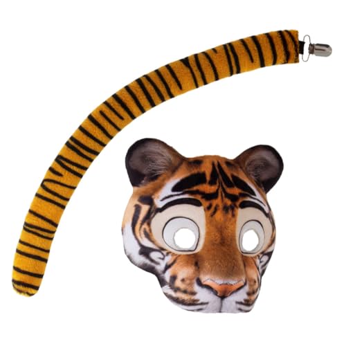 AKOOSY Realistisches Tiger Kostüm Set mit Tiermaske und aus Atmungsaktivem EVA für Halloween Karneval Maskerade Elastisches Band für Bequemen Sitz Vielseitig für Erwachsene Geeignet von AKOOSY