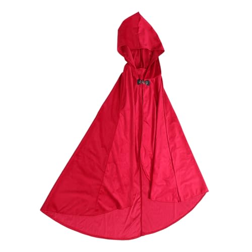 AKOOSY Renaissance Kapuzenumhang Damen Herren Unisex Mittelalterlicher Umhang mit Kapuze Vintage Design für Halloween Cosplay Bühnenauftritt und Themenpartys in Weinrot von AKOOSY