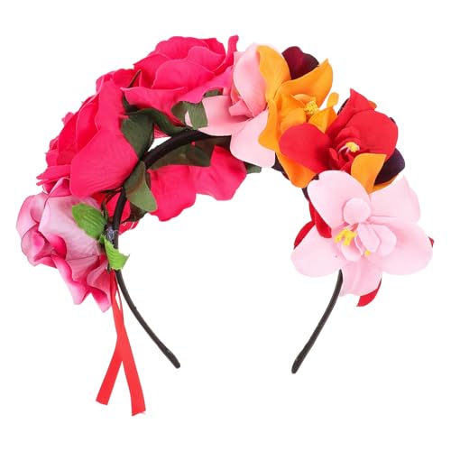AKOOSY Rosenblumen Haarreif für Damen Leichtes Halloween Stirnband Modischer Blumenkranz Haarschmuck für Party Festival Beachurlaub von AKOOSY