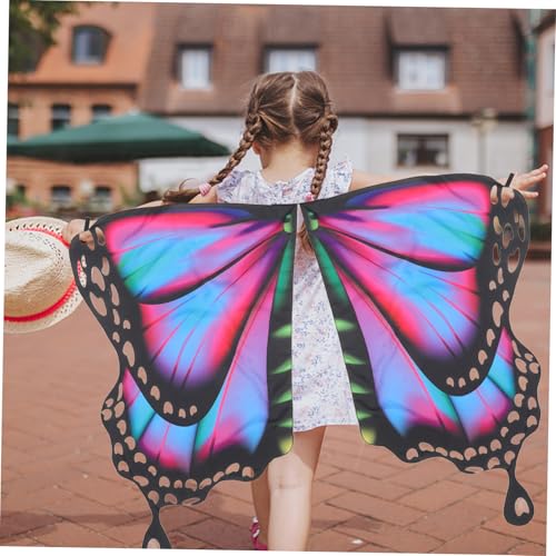 AKOOSY Schmetterlingsumhang Buntes Cape mit Farbverlauf Weicher Hautfreundlicher Leichter Umhang für Fasching Halloween Karneval Mädchen Kostüm Zubehör von AKOOSY