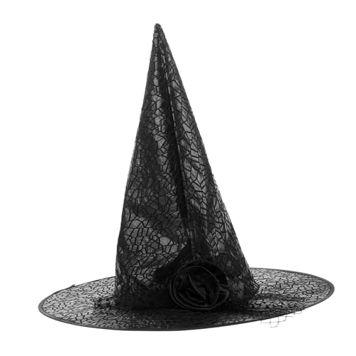 AKOOSY Schwarzer Mesh Hexenhut mit Rosen und Elegantem Spitzen schleier Verstellbar für Erwachsene Stilvolles Halloween Party Kopfschmuck Cosplay Zubehör AKOOSY Schwarzer Mesh Hexenhut mit Rosen und Elegantem Spitzen schleier Verstellbar für Erwachsene Stilvolles Halloween Party Kopfschmuck Cosplay Zubehör von AKOOSY
