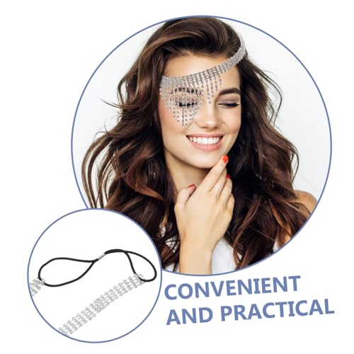 AKOOSY Silberne Strass Quasten Augenmaske mit Kettenschmuck Trendige Masquerade Gesichtsdekoration für Damen Eleganter Modeschmuck für Party Bühne und Club AKOOSY Silberne Strass Quasten Augenmaske mit Kettenschmuck Trendige Masquerade Gesichtsdekoration für Damen Eleganter Modeschmuck für Party Bühne und Club von AKOOSY