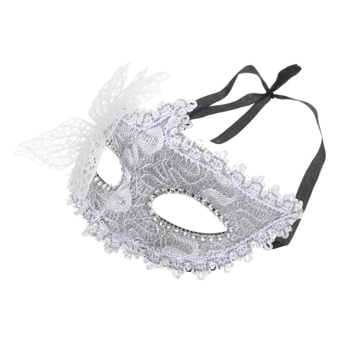 AKOOSY Spitzen Masquerade Maske mit Schmetterlingsdesign Verstellbar Halbgesichtige Damen Cosplay Maske für Maskenball Karneval Halloween und Party Silberfarben Langlebiges Material AKOOSY Spitzen Masquerade Maske mit Schmetterlingsdesign Verstellbar Halbgesichtige Damen Cosplay Maske für Maskenball Karneval Halloween und Party Silberfarben Langlebiges Material von AKOOSY