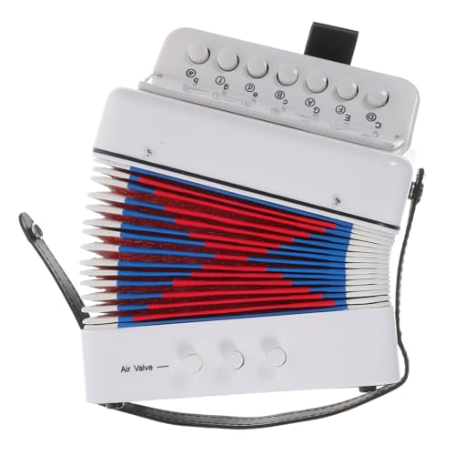 AKOOSY Tasten Akkordeon Weiß Lerninstrument für Musikalische Früherziehung Entwicklungsförderndes Kindgerechtes Musikinstrument Pädagogisches für Kleinkinder von AKOOSY