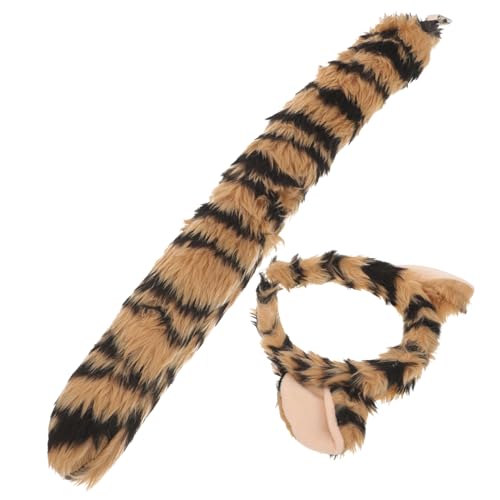 AKOOSY Tierohren und Leopardmuster Flauschige Cosplay Haaraccessoires für Party Halloween Karneval Verstellbar Bequem für Rollenspiel und Bühnenauftritte von AKOOSY