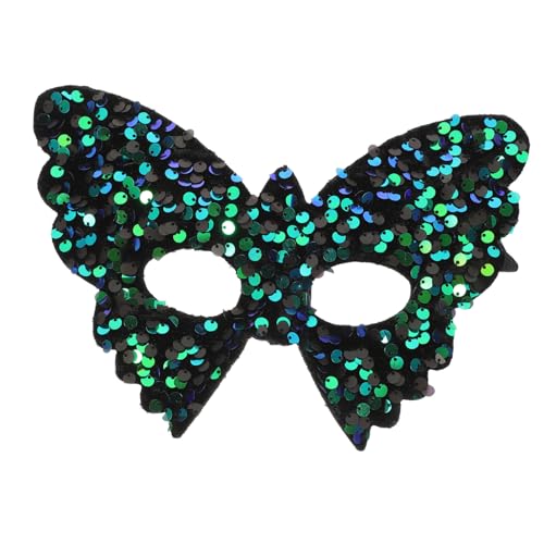 AKOOSY Venetian Butterfly Maske Grün mit Pailletten Damen Herren Verstellbar PVC Maskenball Fasching Karneval Kostüm Zubehör von AKOOSY