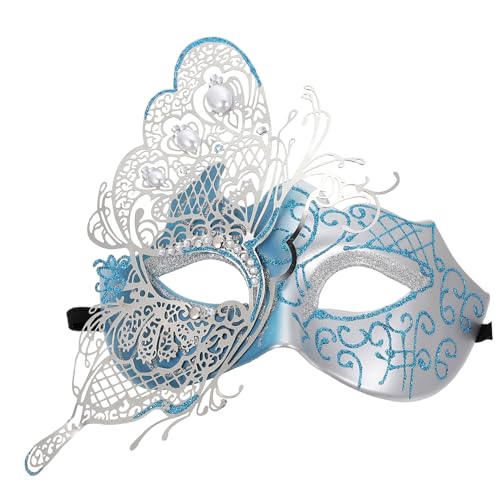AKOOSY Venezianische Halbe Gesicht Maske Damen Blauer Schmetterling mit Strass für Maskenball Karneval und Bühnenauftritt Cosplay Party Zubehör Elastisch AKOOSY Venezianische Halbe Gesicht Maske Damen Blauer Schmetterling mit Strass für Maskenball Karneval und Bühnenauftritt Cosplay Party Zubehör Elastisch von AKOOSY