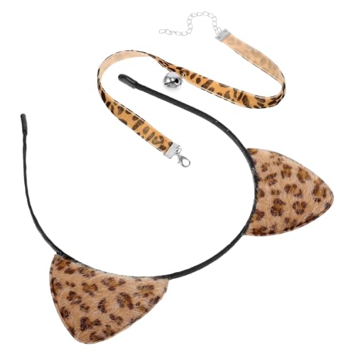AKOOSY Vintage Leopardenmuster Katzenohren Haarreif mit Verstellbarem Glocken Choker Weiches Material Langlebig für Cosplay Partys und Tägliche Accessoires Komplettes Set für Frauen AKOOSY Vintage Leopardenmuster Katzenohren Haarreif mit Verstellbarem Glocken Choker Weiches Material Langlebig für Cosplay Partys und Tägliche Accessoires Komplettes Set für Frauen von AKOOSY