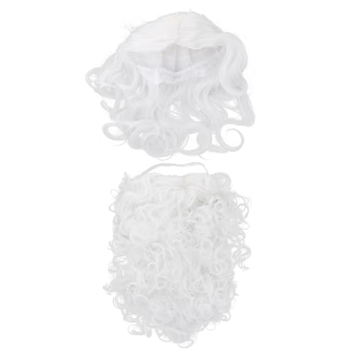 AKOOSY Weißes Weihnachtsmann Perücken und Set Langer Lockiger Vollbart Leichtes Atmungsaktives Cosplay Zubehör für Nikolaus Kostüm Tragbar für Weihnachtsfeier und Fasching AKOOSY Weißes Weihnachtsmann Perücken und Set Langer Lockiger Vollbart Leichtes Atmungsaktives Cosplay Zubehör für Nikolaus Kostüm Tragbar für Weihnachtsfeier und Fasching von AKOOSY