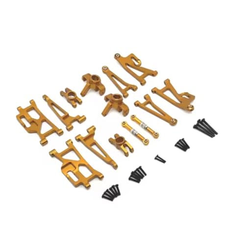 AKSDYIR RC Vorne Hinten Schwinge Für MJX 14209 14210 1/14 Metall Lenkung Tasse Hub Carrier Oberen Unteren Für Schaukel Arm Set Link Stange RC Auto Upgrade Teile Zubehör(Yellow) von AKSDYIR