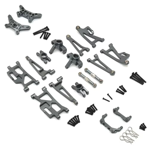 AKSDYIR RC Vorne Hinten Schwinge Für MJX Für Hyper Für Go 14210 14209 1/14 RC Autos Trucks Metall Aluminiumlegierung Stoßdämpferhalterung Lenkbecher Für Schwingarme(Light Grey) von AKSDYIR