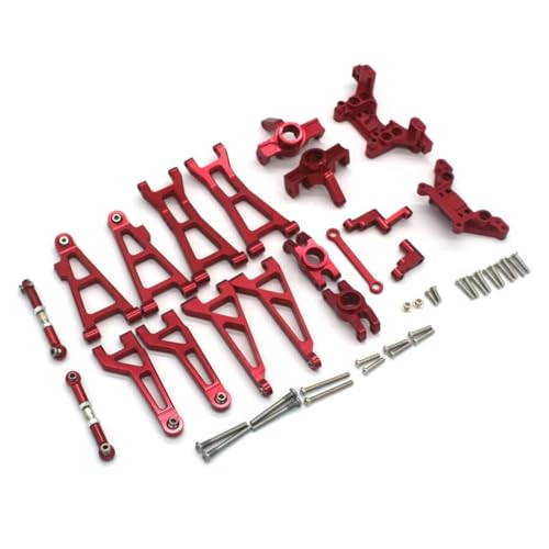 AKSDYIR RC Vorne Hinten Schwinge Für MJX Für Hyper Für Go 16208/9/10 H16V3 16BM 1/16 Rc Auto Metall Teile Zubehör Lenkung Tasse F R U L Arm Hinten Rad Für Sitz Etc(Red) von AKSDYIR