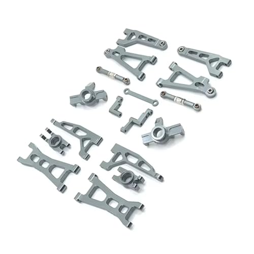 AKSDYIR RC Vorne Hinten Schwinge Für MJX H16 16207 16208 16209 16210 1/16 RC Auto Upgrade Teile Kit Metall Vorne Und Hinten Suspension Arm Lenkung Tasse Link Stange Set(Dark Grey) von AKSDYIR