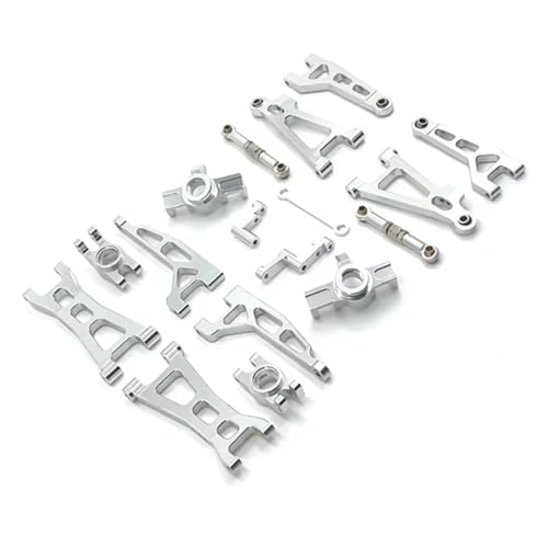 AKSDYIR RC Vorne Hinten Schwinge Für MJX H16 16207 16208 16209 16210 1/16 RC Auto Upgrade Teile Kit Metall Vorne Und Hinten Suspension Arm Lenkung Tasse Link Stange Set(Silver) von AKSDYIR