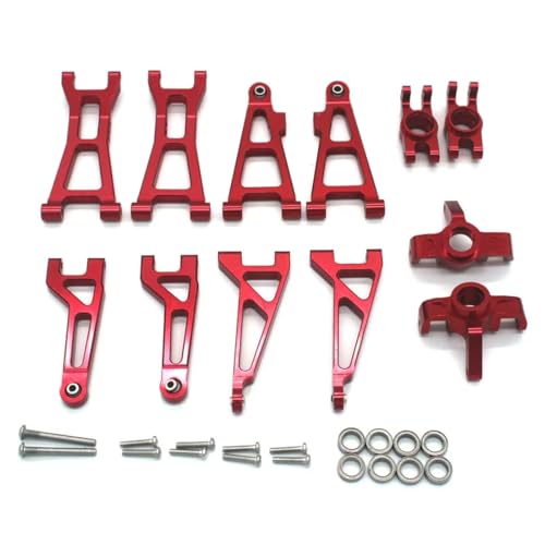 AKSDYIR RC Vorne Hinten Schwinge Für MJX M163 16208 16209 16210 H16V3 1/16 Für Schwinge Lenkung Tasse Hinten Rad Für Sitz RC Fernbedienung Auto Metall Upgrade Teile(Red) von AKSDYIR