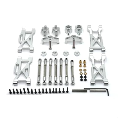 AKSDYIR RC Vorne Hinten Schwinge Für WLtoys 104001 104002 1/10 RC Autoteile Metall-Upgrade Spurstangen-Lenkbecher Für Schwinge 7-teiliges Set Upgrade-Zubehör(Silver) von AKSDYIR