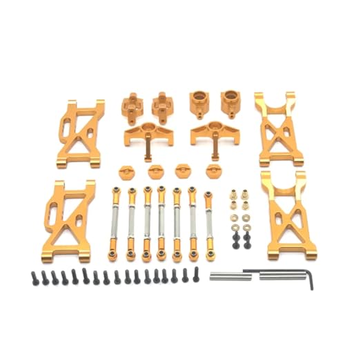 AKSDYIR RC Vorne Hinten Schwinge Für WLtoys 104001 104002 1/10 RC Autoteile Metall-Upgrade Spurstangen-Lenkbecher Für Schwinge 7-teiliges Set Upgrade-Zubehör(Yellow) von AKSDYIR