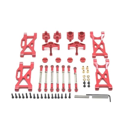 AKSDYIR RC Vorne Hinten Schwinge Für WLtoys 104001 RC-Auto-Ersatzteile, Upgrade-Metallsatz Hinterradbecher C-Sitz Vorderlenkbecher Zugstange Für Schwinge(Red) von AKSDYIR