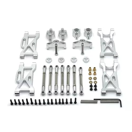 AKSDYIR RC Vorne Hinten Schwinge Für WLtoys 104001 RC-Auto-Ersatzteile, Upgrade-Metallsatz Hinterradbecher C-Sitz Vorderlenkbecher Zugstange Für Schwinge(Silver) von AKSDYIR