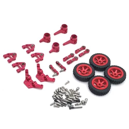 AKSDYIR RC Vorne Hinten Schwinge Für WLtoys P929 P939 K969 K979 989 1/28 RC Auto Autoteile Upgrade Lenkbecher Für Schwingarm Stoßdämpfer Lenkstange Driftradnabe(Red) von AKSDYIR