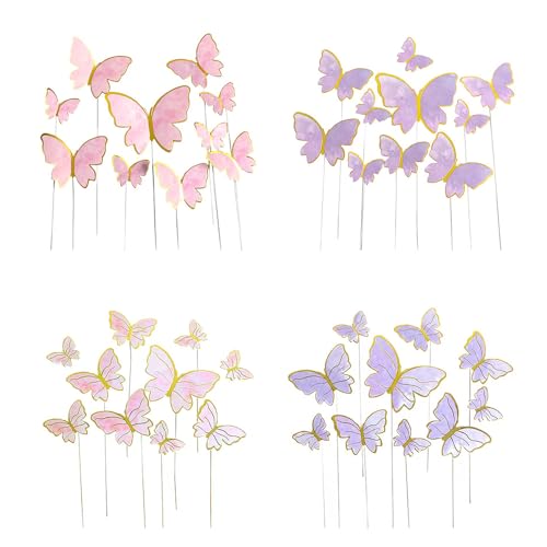 80 Stück Schmetterlings-Kuchendekorationen, rosa und violett, Schmetterling-Kuchenaufsätze für Hochzeit, Geburtstag, Cupcakes und Party-Kuchen 80 Stück Schmetterlings-Kuchendekorationen, rosa und violett, Schmetterling-Kuchenaufsätze für Hochzeit, Geburtstag, Cupcakes und Party-Kuchen von AKSIQIOL