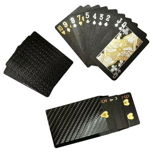 AKSIQIOL Schwarz-goldene Spielkarten, wasserdichte Kunststoff-Pokerkarten, cooles Deck für Tischspiele, Geschenk für Familie und Freunde, Partyspielkarten AKSIQIOL Schwarz-goldene Spielkarten, wasserdichte Kunststoff-Pokerkarten, cooles Deck für Tischspiele, Geschenk für Familie und Freunde, Partyspielkarten von AKSIQIOL