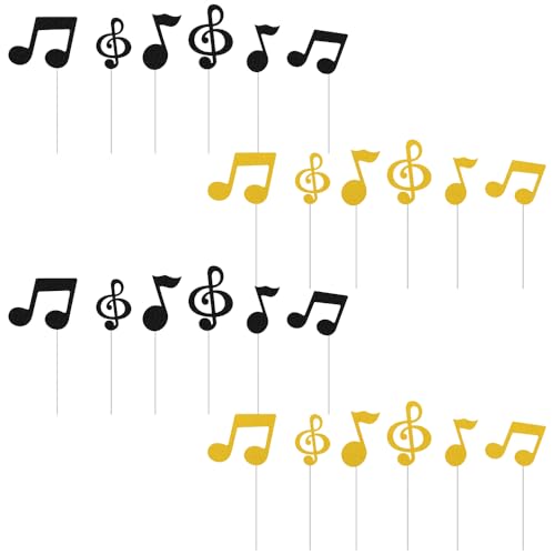 Cupcake-Topper mit Musiknoten, schwarz, glitzernd, für Musik-Mottopartys, Hochzeiten, Babypartys und Geburtstage, 24 Stück Cupcake-Topper mit Musiknoten, schwarz, glitzernd, für Musik-Mottopartys, Hochzeiten, Babypartys und Geburtstage, 24 Stück von AKSIQIOL