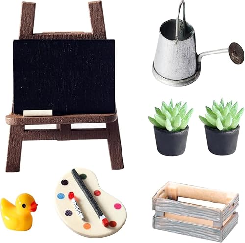 Wichtel Zubehör, 12 Stück Miniatur Wichtel Zubehör Mal Kunst Set für Weihnachten Wichteltür Deko und 1/12 Puppenhaus, DIY Wichtelzubehör Staffelei Kleine Ente Topfpflanze Gießkanne Wichtel Zubehör, 12 Stück Miniatur Wichtel Zubehör Mal Kunst Set für Weihnachten Wichteltür Deko und 1/12 Puppenhaus, DIY Wichtelzubehör Staffelei Kleine Ente Topfpflanze Gießkanne von AKSXU