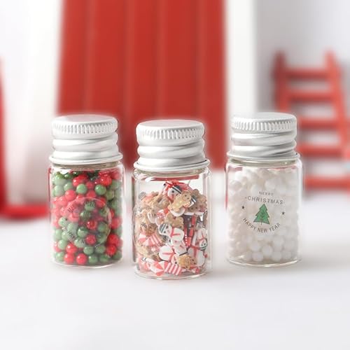 Wichtel Zubehör,4 Stück Miniatur Weihnachten Süßigkeitenglas einschließlich Süßigkeiten für Wichteltür Deko und 1/12 Puppenhaus, DIY Weihnachten Wichtel Backen Deko Wichtel Zubehör,4 Stück Miniatur Weihnachten Süßigkeitenglas einschließlich Süßigkeiten für Wichteltür Deko und 1/12 Puppenhaus, DIY Weihnachten Wichtel Backen Deko von AKSXU