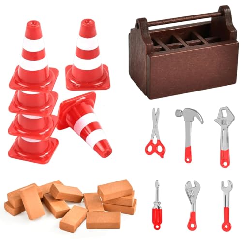 Wichtel Zubehör Baustelle, 25 Pcs Miniatur Wichtelzubehör Baustelle Set für Wichteltür Weihnachten Deko und Puppenhaus,DIY wichtel Baustelle Einzug mit Pylonen Werkzeug-Set Wichtel Zubehör Baustelle, 25 Pcs Miniatur Wichtelzubehör Baustelle Set für Wichteltür Weihnachten Deko und Puppenhaus,DIY wichtel Baustelle Einzug mit Pylonen Werkzeug-Set von AKSXU