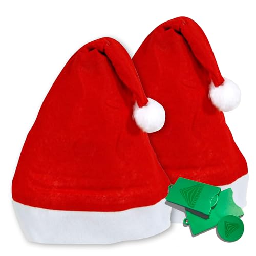 AKTIVHANDEL 2er Set Weihnachtsmütze mit Bommel, in Rot und Weiß, Weihnachtsmann Mütze für Kinder und Erwachsene inkl. Einkaufswagenchip von AKTIVHANDEL