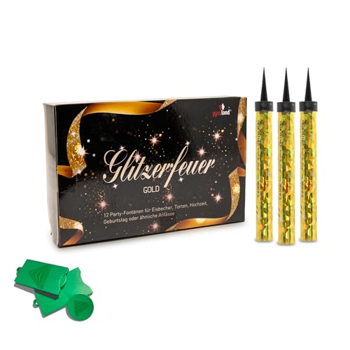 AKTIVHANDEL Glitzerfeuer Gold, 12 Tortenfontänen, Tischfeuerwerk für Geburtstag, Hochzeit und andere Feiern, inkl. Einkaufswagenchip von AKTIVHANDEL