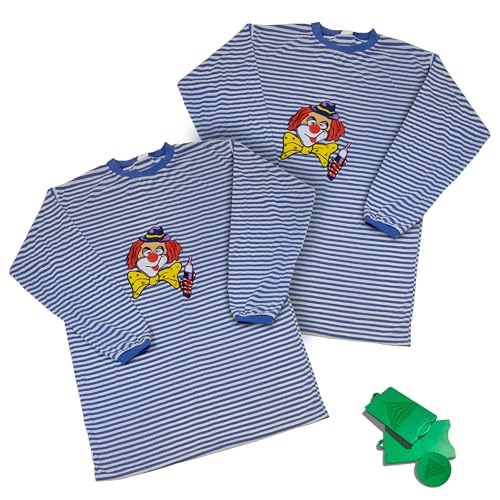 AKTIVHANDEL Ringelhemd 2er Set, Ringelkleid, Hemd mit Streifen in weiß und blau, Größe M, Karnevalskostüm Clown Kostüm inkl. Einkaufswagenchip von AKTIVHANDEL