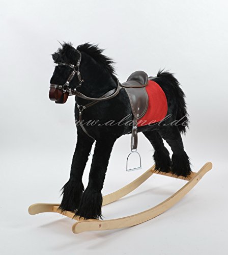 ALANEL Schaukelpferd, Großes Schaukelpferd für Kinder (3+ bis ca. 7-8 Jahre), Handarbeit, NEU & OVP (Blacky) von ALANEL