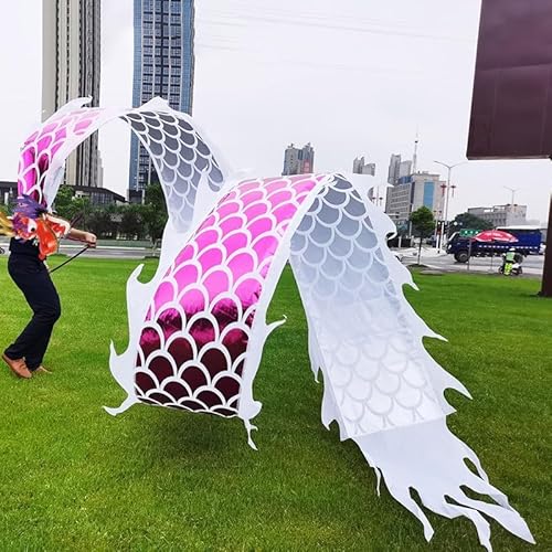 ALANIZ Drachen-Poi, lila Schuppen, Tanzdrachen-Streamer, orientalisches Drachendesign, drehender und schüttelnder Poi mit Reisetasche, quadratisches Fitness-Drachenband for Senioren(10 m (33 ft)) von ALANIZ