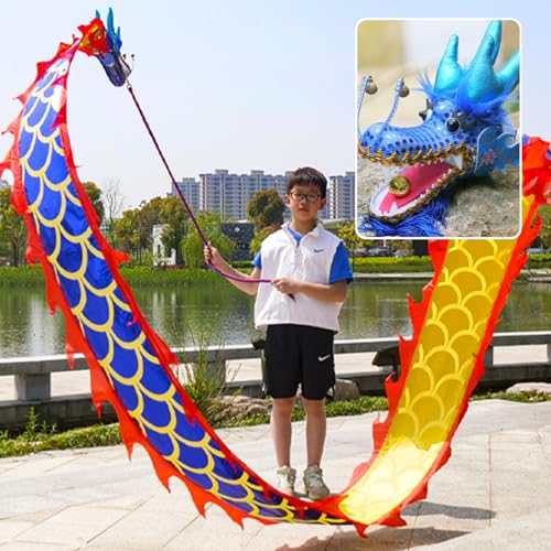 ALANIZ Drachen-Poi for Kinder/Anfänger, kleine Größe, drehendes und schüttelndes Poi im Drachendesign for die Fitness im Freien, realistisches Drachenschleuderband mit Drachenkopf(Blue,5 m (16.4 ft)) von ALANIZ