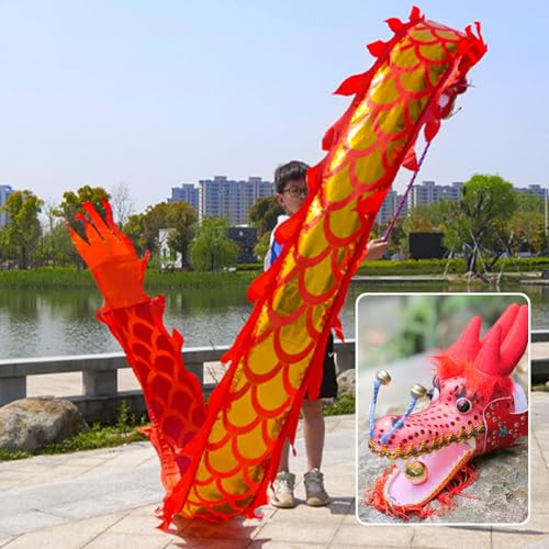 ALANIZ Drachen-Poi for Kinder/Anfänger, kleine Größe, drehendes und schüttelndes Poi im Drachendesign for die Fitness im Freien, realistisches Drachenschleuderband mit Drachenkopf(Red,2 m (6.5 ft)) von ALANIZ
