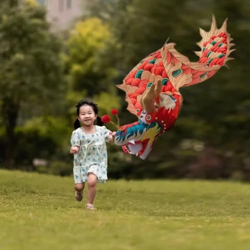 ALANIZ Dragon Poi, waschbarer Drachen-Schleuderpoi for Kinder, Kleiner, echt aussehender Drachentanz-Bandstreamer, drehender und schüttelnder Poi im Drachendesign for Outdoor-Sportarten(4 m (13 ft)) von ALANIZ