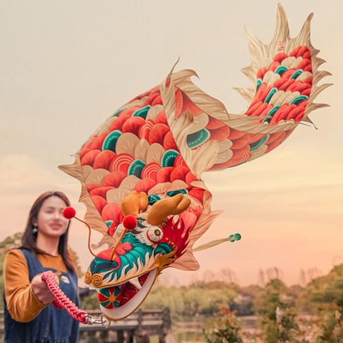 ALANIZ Dragon Poi Dance Dragon Ribbon Set for Anfänger, 6,5 Fuß / 13 Fuß langes waschbares Dragon Flinging Poi mit Reisetasche, Event Celebration Bühnenrequisite for Jonglieren(Style1,2 m (6.5 ft)) von ALANIZ