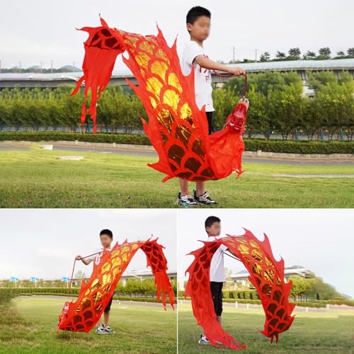 ALANIZ Dragon Poi Jugend/Anfänger Tanz Dragon Poi, 6,5/10/16,4 Fuß langes Drachentanzband mit realistischem Drachen, Drachenstreamer for Outdoor-Fitness-Jonglage(Red,5 m (16.4 ft)) von ALANIZ