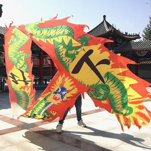 ALANIZ Dragon Poi Outdoor Fitness Bunte Drachen-Luftschlange, waschbare seidenartige Drachen-Drehbänder, Dreh- und Schüttelpoi im Drachendesign for Eventfeiern(Red,8 m (26 ft)) von ALANIZ
