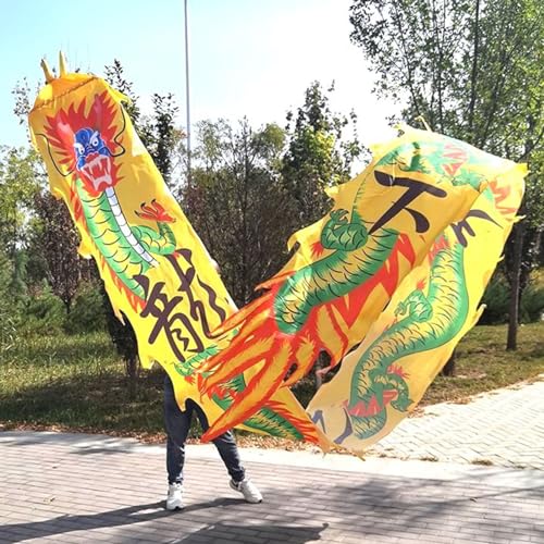 ALANIZ Dragon Poi Outdoor Fitness Bunte Drachen-Luftschlange, waschbare seidenartige Drachen-Drehbänder, Dreh- und Schüttelpoi im Drachendesign for Eventfeiern(Yellow,8 m (26 ft)) von ALANIZ