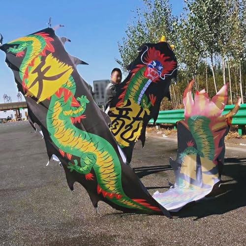 ALANIZ Dragon Poi Outdoor Fitness Bunte Drachen-Luftschlange, waschbare seidenartige Drachen-Drehbänder, Dreh- und Schüttelpoi im Drachendesign for Eventfeiern von ALANIZ