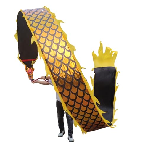 ALANIZ Dragon Poi Schwarz-Gold Drachen-Schleuderband, fließende Tanz-Luftschlangen im echt wirkenden Drachen-Design, waschbare Jonglier-Drachen-Poi-Spinnbänder for Outdoor-Sport(8 m (26 ft)) von ALANIZ