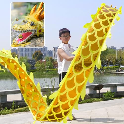 Drachen-Poi for Kinder/Anfänger, kleine Größe, drehendes und schüttelndes Poi im Drachendesign for die Fitness im Freien, realistisches Drachenschleuderband mit Drachenkopf(Yellow,5 m (16.4 ft)) von ALANIZ