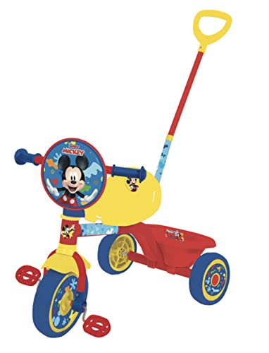 Freilauf-Dreirad aus Metall mit schwenkbarem hinteren Griff und Spielzeugkorb von ALBRI