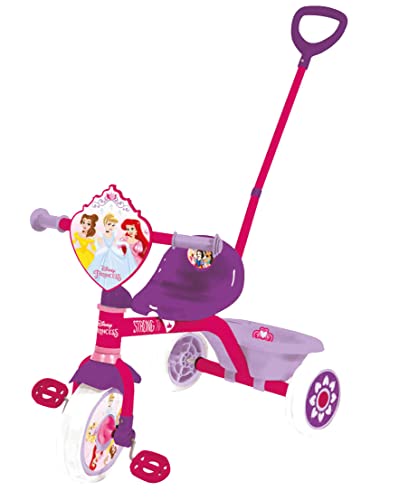 Dreirad aus Metall mit schwenkbarem Hintergriff und Spielzeugkorb von ALBRI