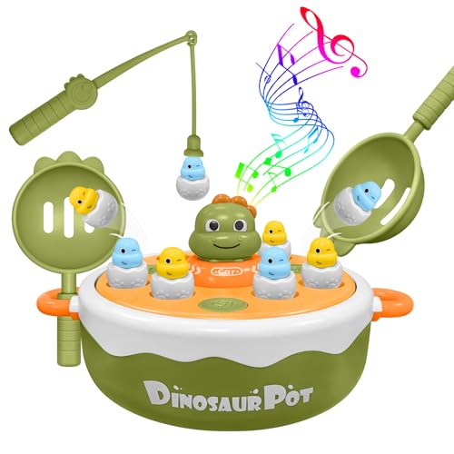 ALEENFOON 4 in 1 Dinosaurier Brettspiel Spielzeug für Kinder, Pop-Up Dinosaurier Spielzeug, Magnet Fische Angeln Spiel mit magnetischem Angeln, Bowling und Musik, Geschenk für Kinder ALEENFOON 4 in 1 Dinosaurier Brettspiel Spielzeug für Kinder, Pop-Up Dinosaurier Spielzeug, Magnet Fische Angeln Spiel mit magnetischem Angeln, Bowling und Musik, Geschenk für Kinder von ALEENFOON