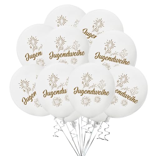 ALEGRE® Jugendweihe Luftballon Weiß, 20 Stk Luftballons Jugendweihe Deko Junge Mädchen, Alles Gute zur Jugendweihe Helium Ballon, Herzlichen Endlich Erwachsen Deko Jugendweihe Ballons Party Dekoration von ALEGRE